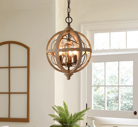 natural wood chandelier