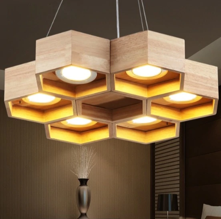 honeycomb wood chandelier