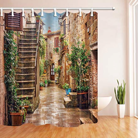 lifelike shower curtain scene