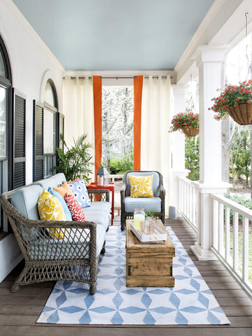 light blue front porch furniture