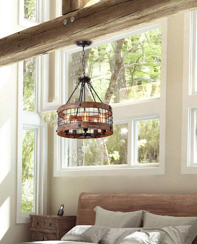wood loft chandelier