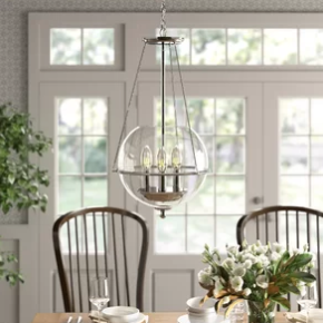 open chandelier for lighted dining room