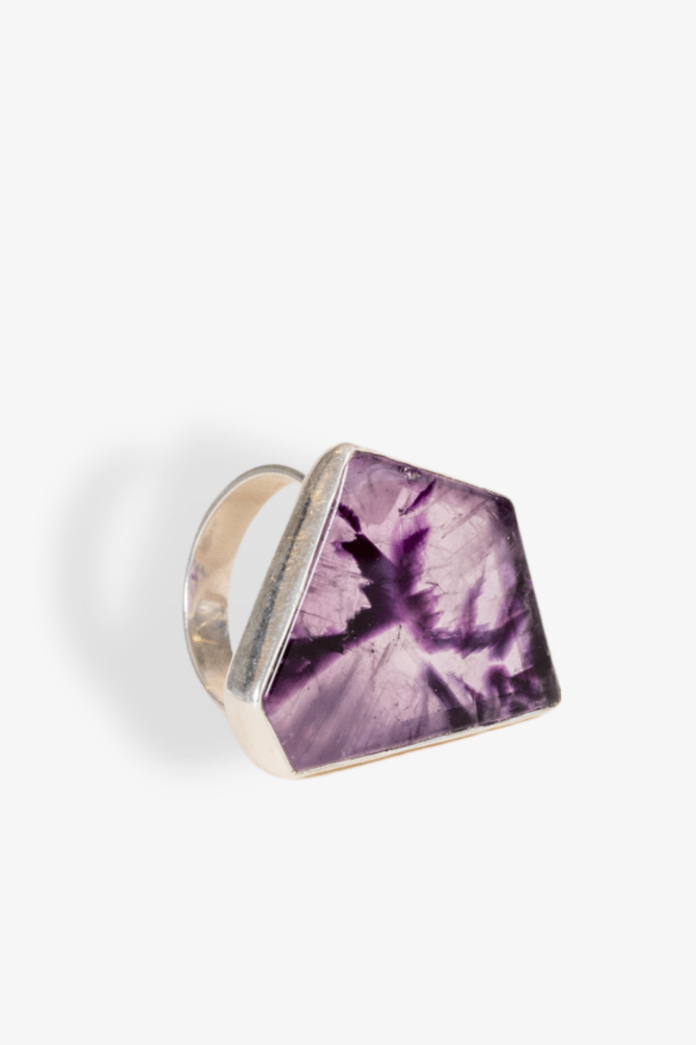 Amethyst Slice Gemstone Sterling Silver Ring - EatReadLove product image