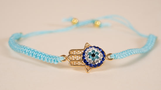 Gold/Blue Hamsa Bracelet.