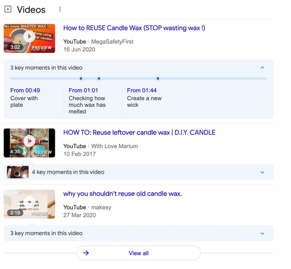 Video SERP example