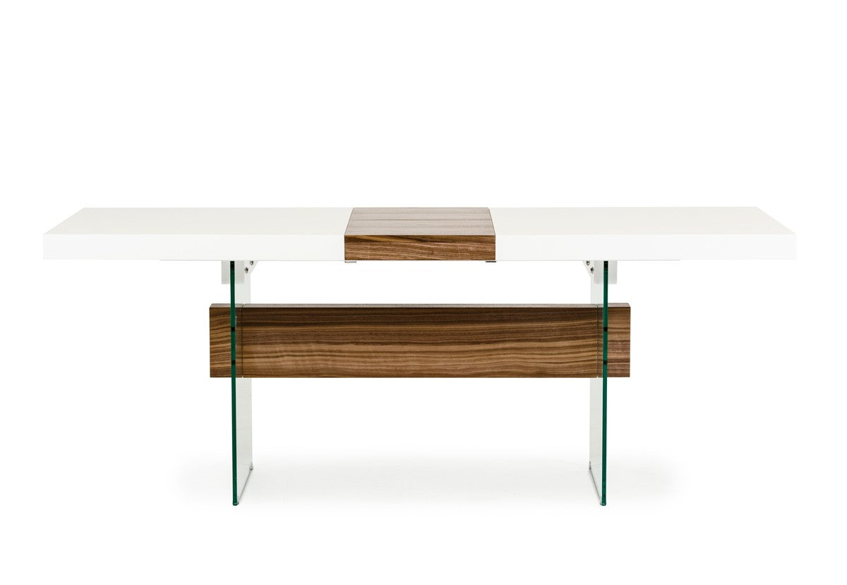 Sven Contemporary White Walnut Floating Extendable Dining Table