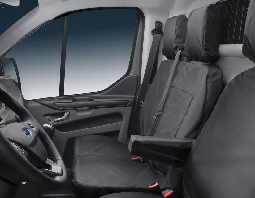 Für Ford Transit 2014-2023 Schwarz Blau Leder Schonbezüge Sitzbezug 2+