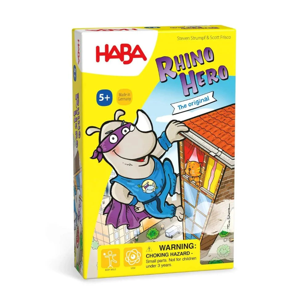 An image of Board Game for Kids - Tower Staking Games - Rhino Hero | HABA
