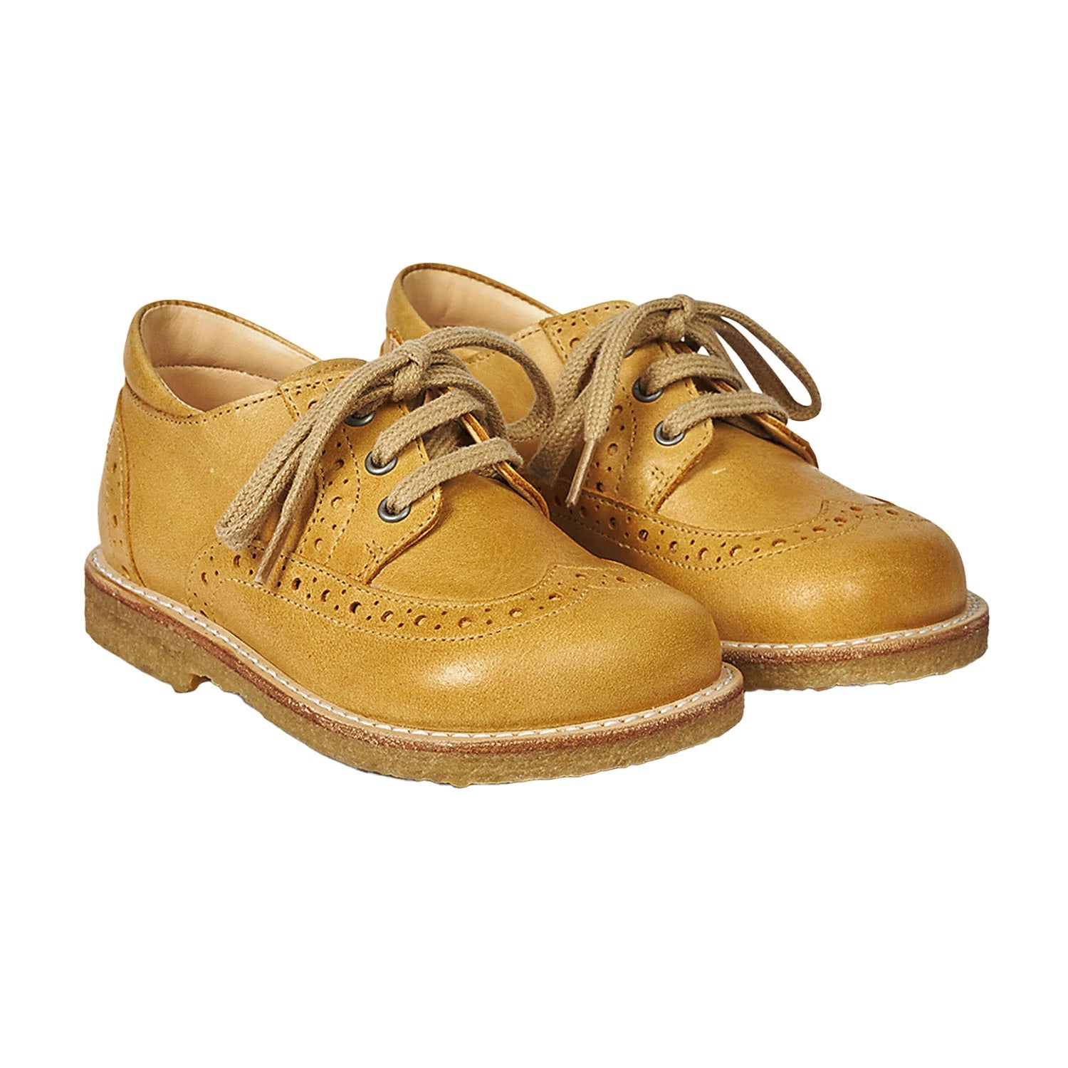 An image of Angulus Kids Shoes - Classic Camel Leather Lace-Up EU25/UK7.5