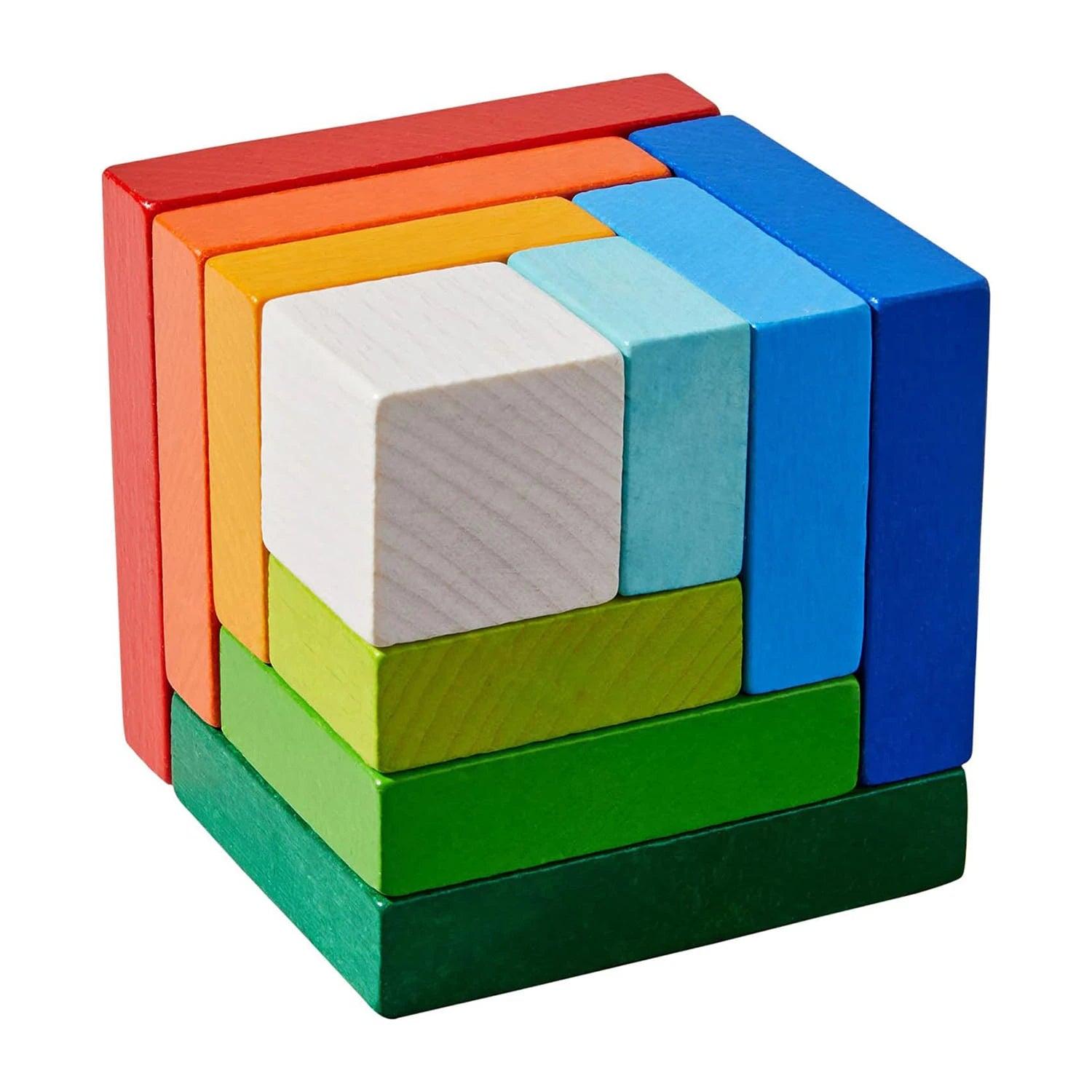 An image of HABA 3D Skill Game Rainbow Cube 10 Pieces