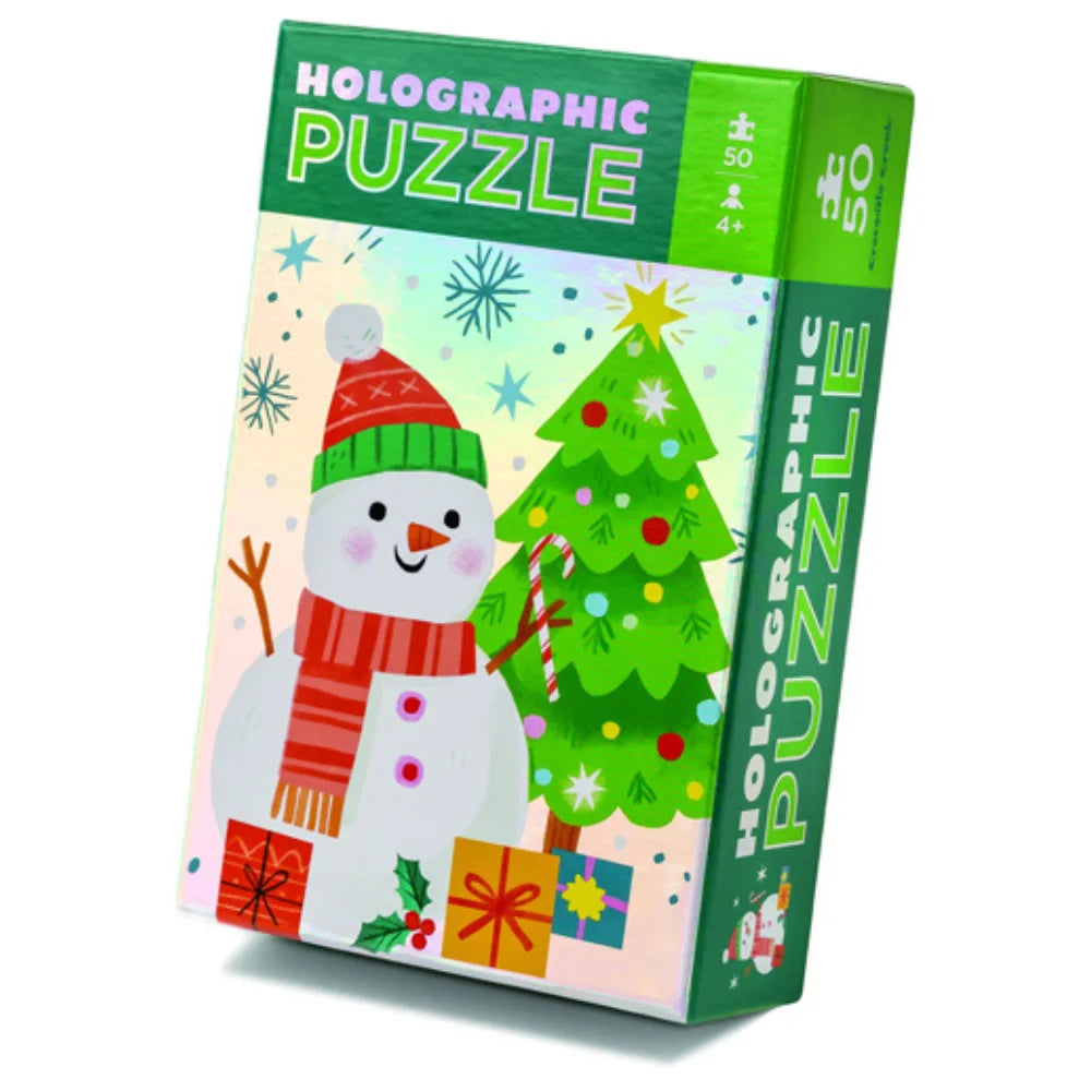 An image of Puzzle - 50 Piece Holographic Snowman | Crocodile Creek