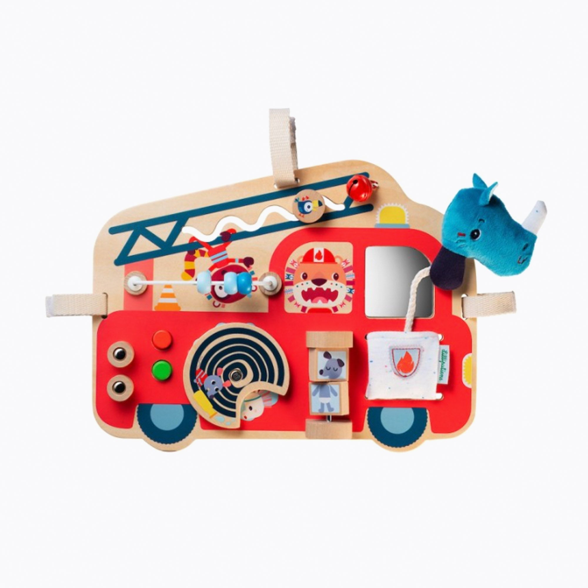 An image of Shop Lilliputiens Fire Engine - Activities Panel at Small Smart UK