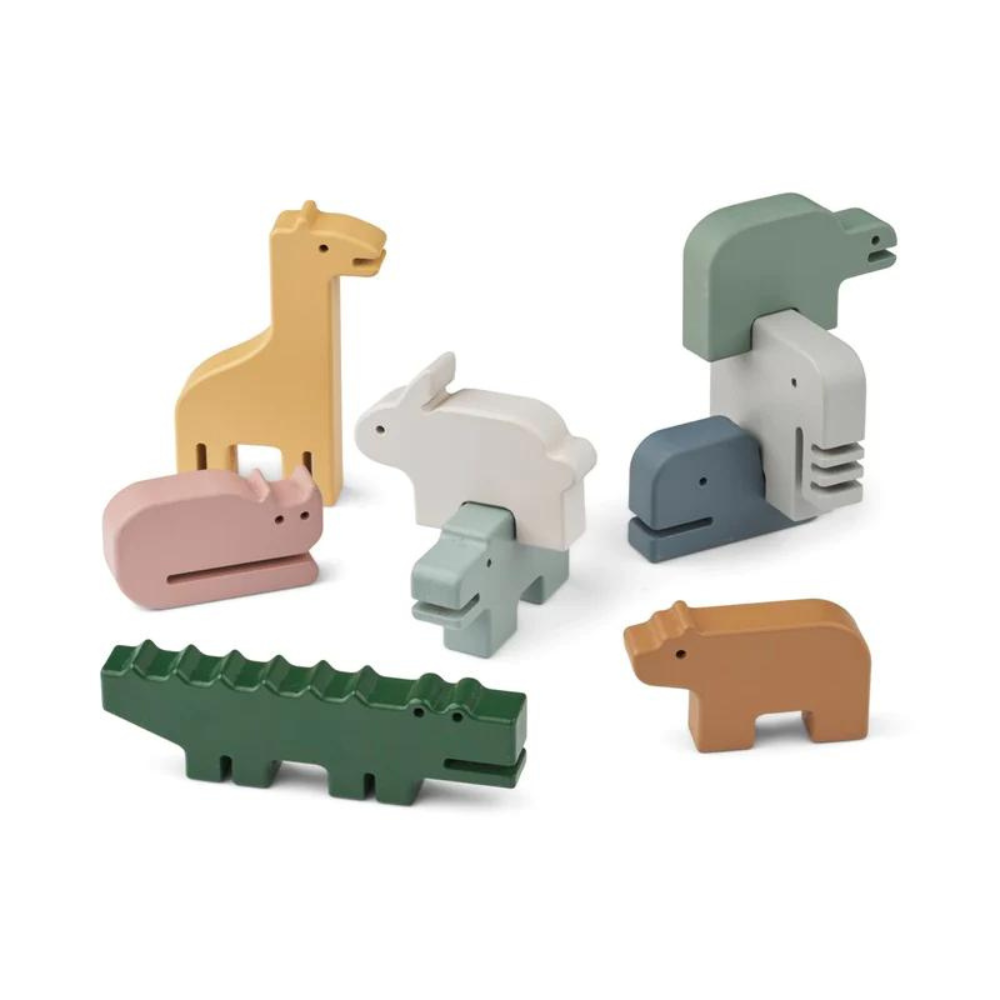 An image of Stacking Toy - Wooden Toy - Thorkild Stackable Animals | Liewood