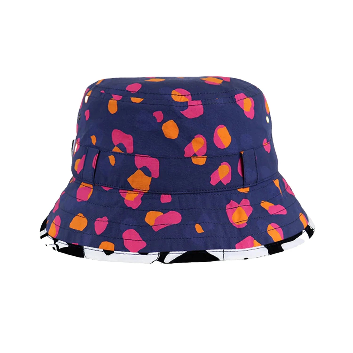 An image of Adventurer Kids Sun Hat - Navy Leopard Print 6-8 yrs