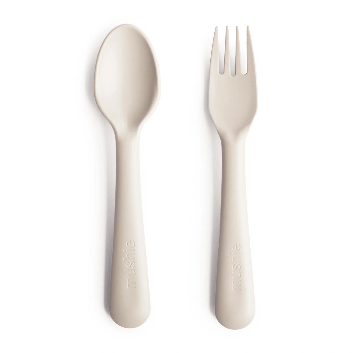An image of Mushie Fork and Spoon Set for Kids Ivory