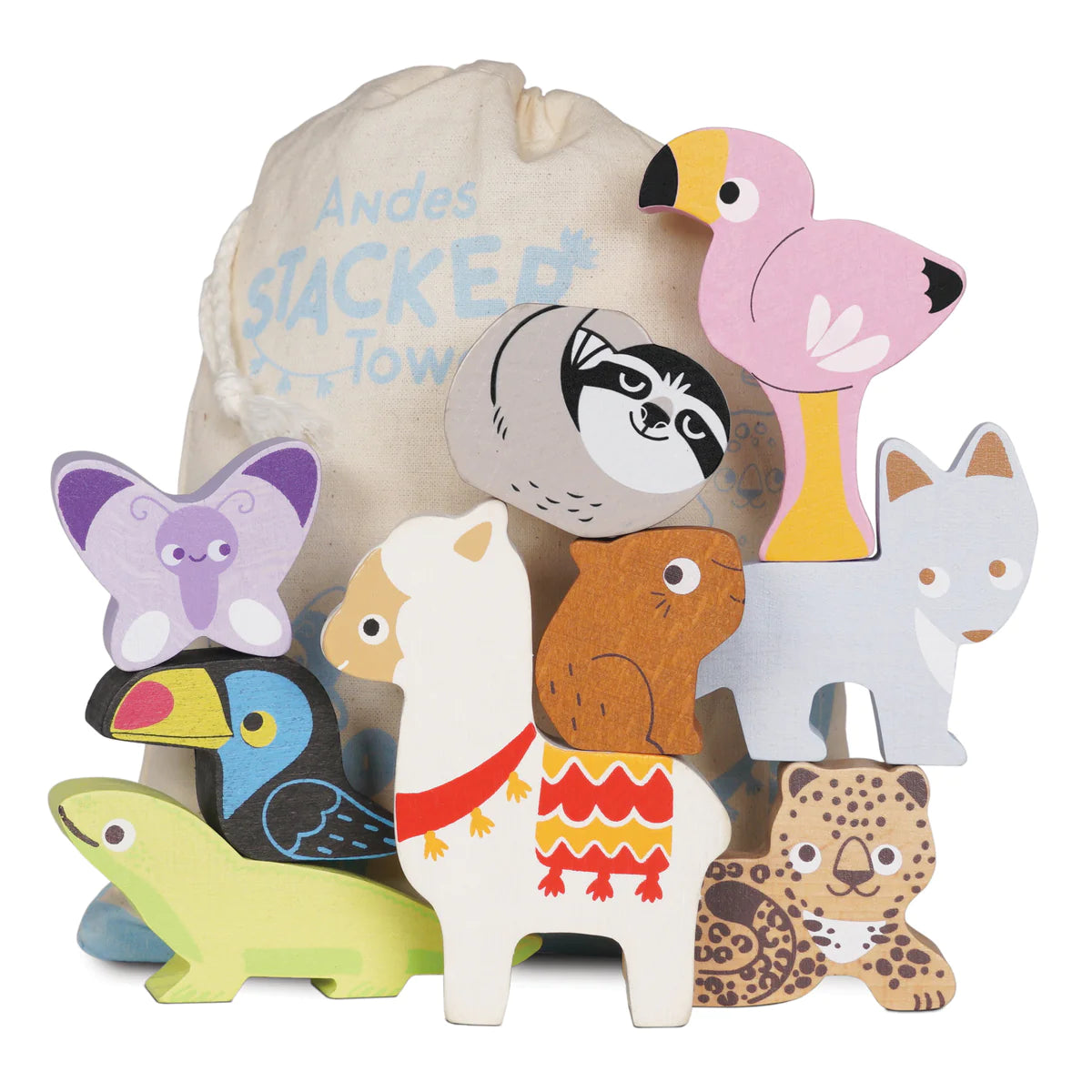 An image of Children's Stacking Toy - Andes Stacking Animals & Bag | Le Toy Van
