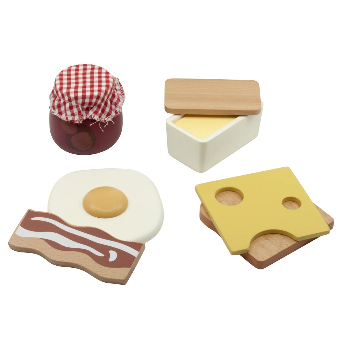 An image of Sebra Play Food - Wooden Breakfast Set for Creative Play