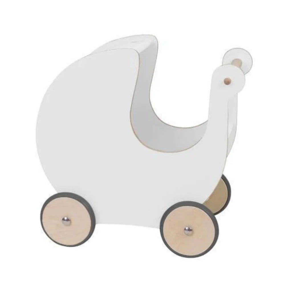 An image of Wooden Dolls Pram - Baby Walkers- Wooden Toys | Sebra Classic White