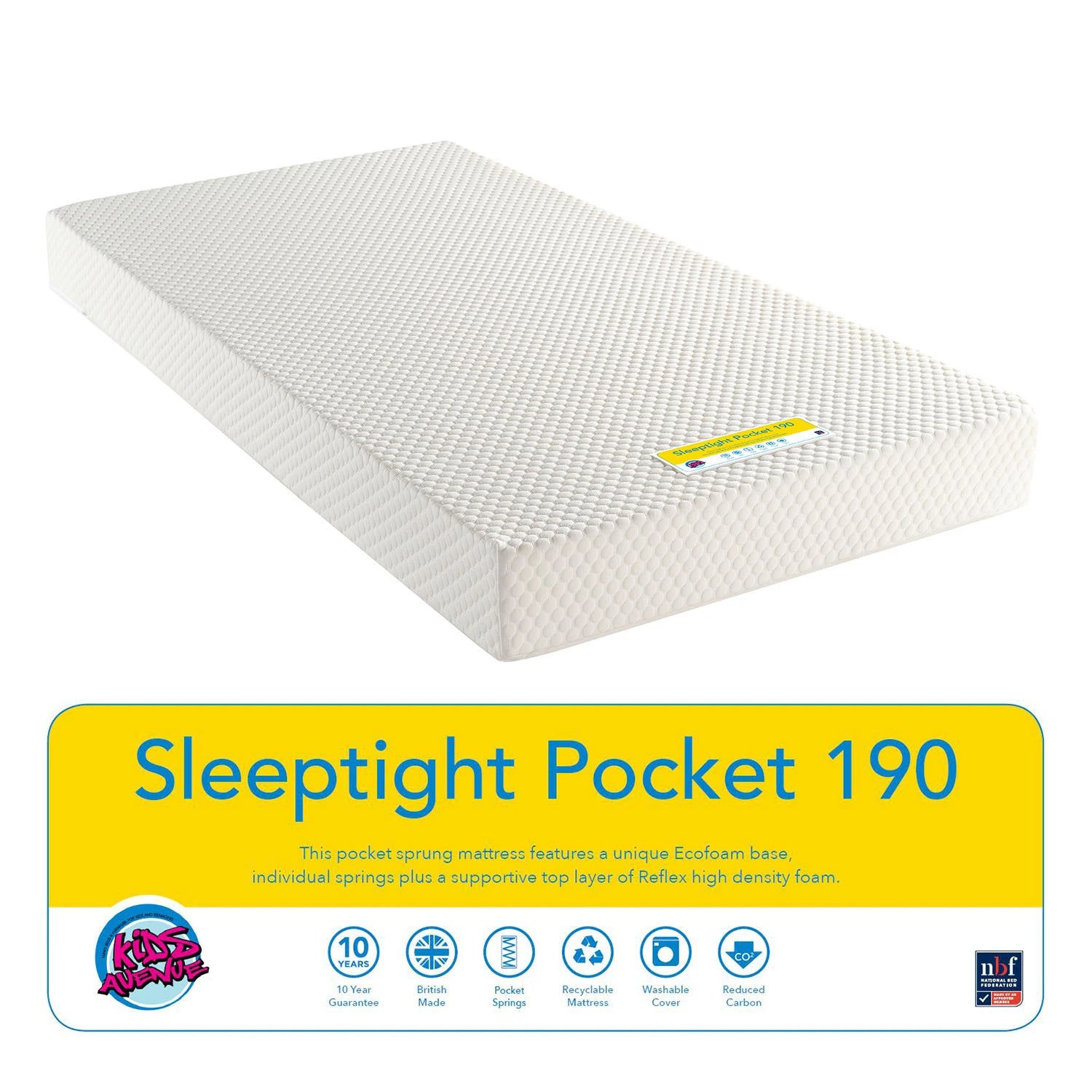 An image of Buy Sleeptight Pocket Mattress (90x190cm) - Kids Mattress