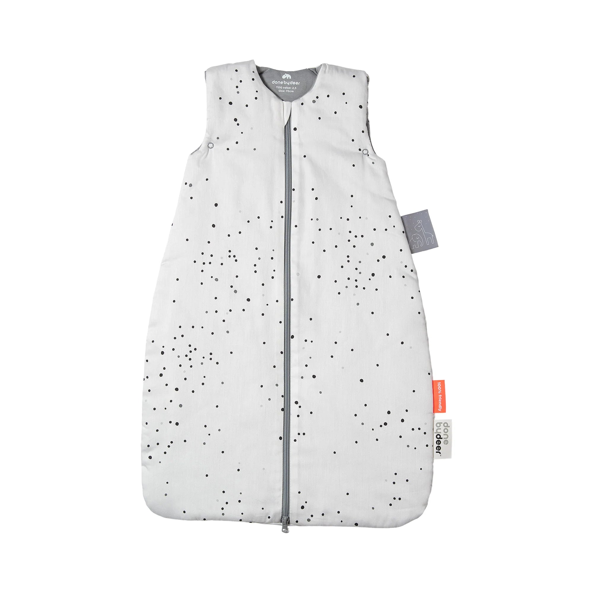 An image of White Baby Sleeping Bag 70cm - 2.5 Tog - Dreamy Dots 90cm