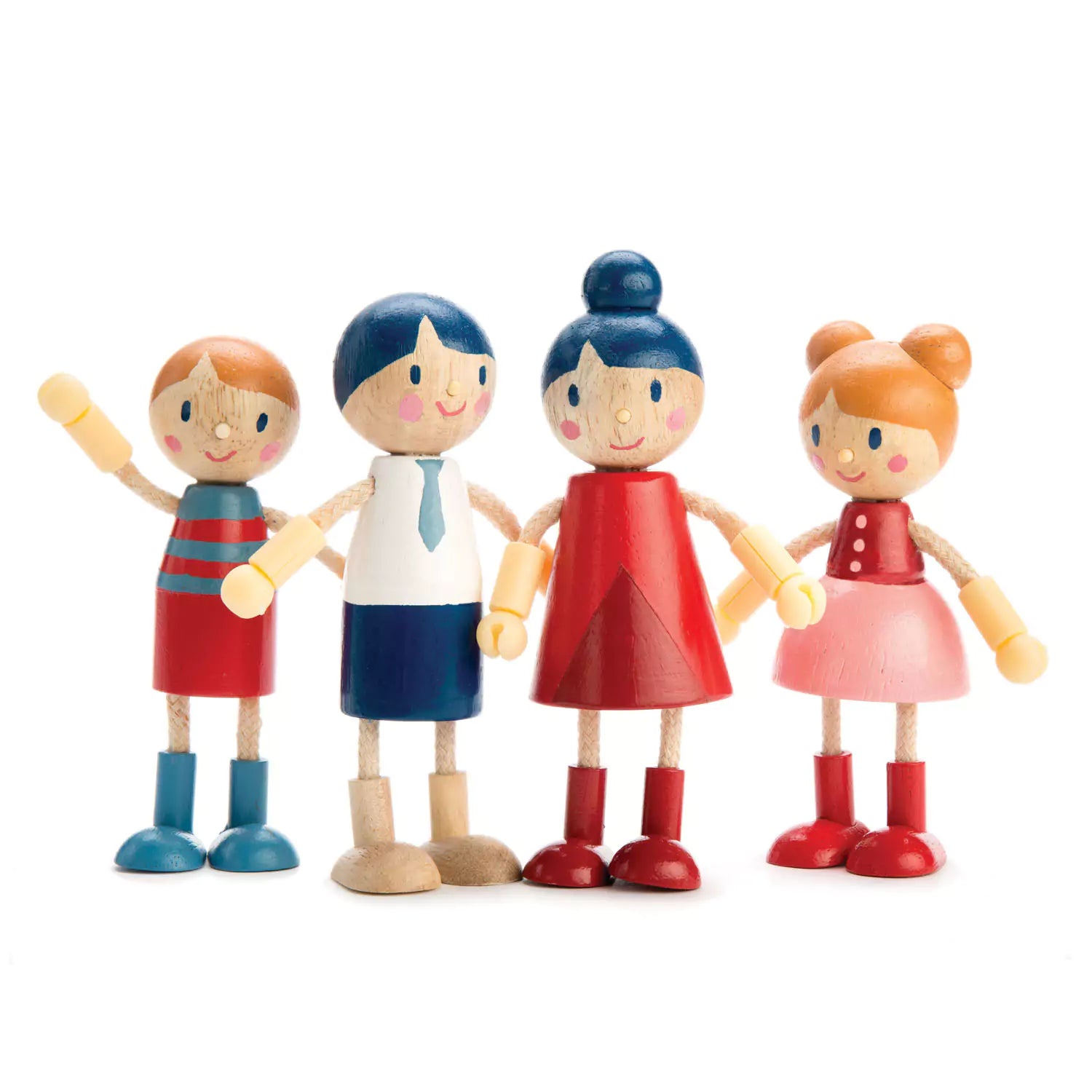 An image of Wooden Doll Family - Flexible Dolls - Mini Dolls | Tender Leaf