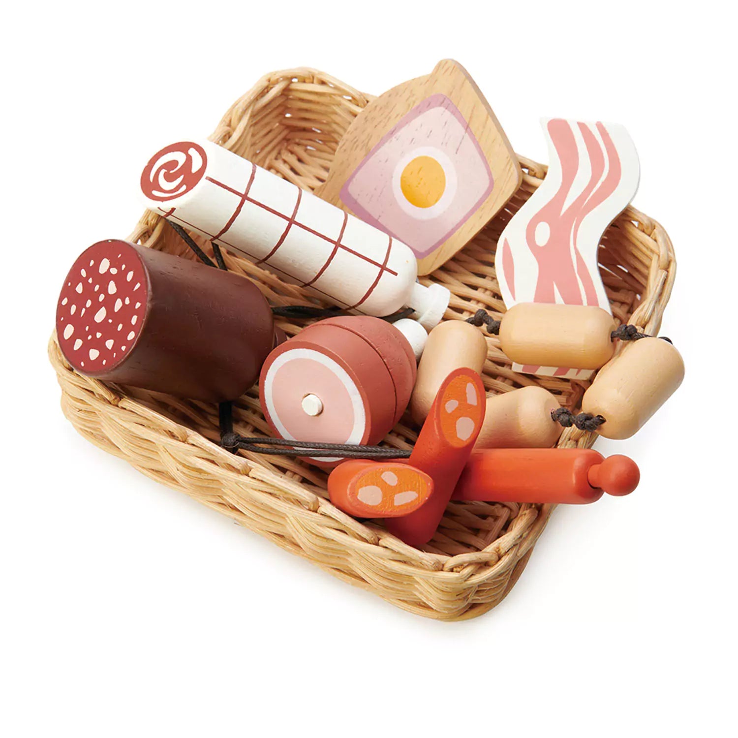 An image of Play Food - Kids Pretend Play - Pretend Charcuterie Basket | Tender Leaf