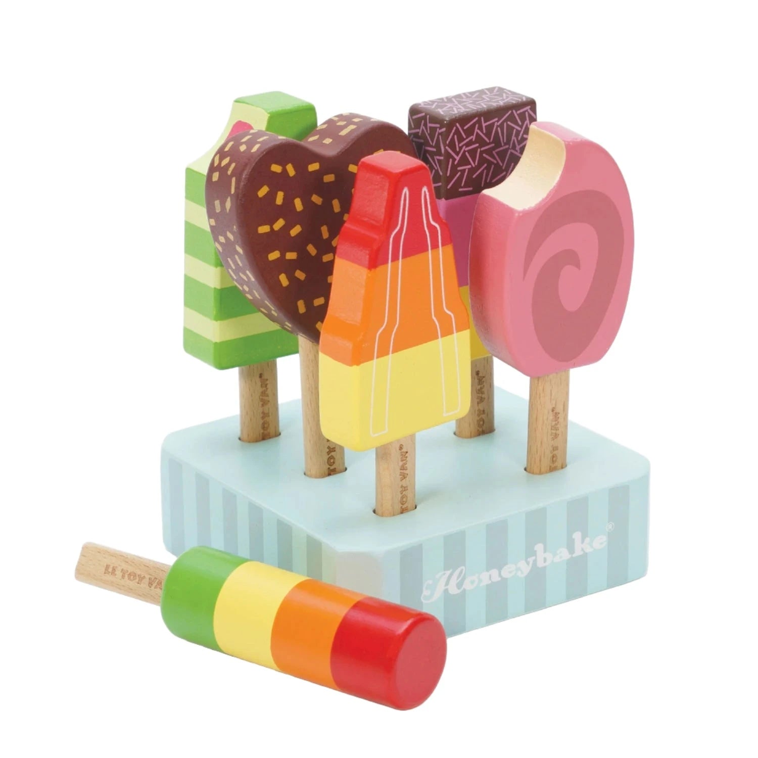 An image of Wooden Ice Lollies Popsicles Set - Pretend Play Food Toys