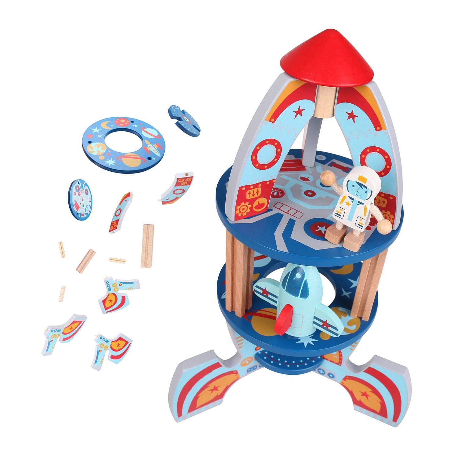 An image of Buy Kids Wooden Rocket Ship Toy (3+) - Build & Explore Space