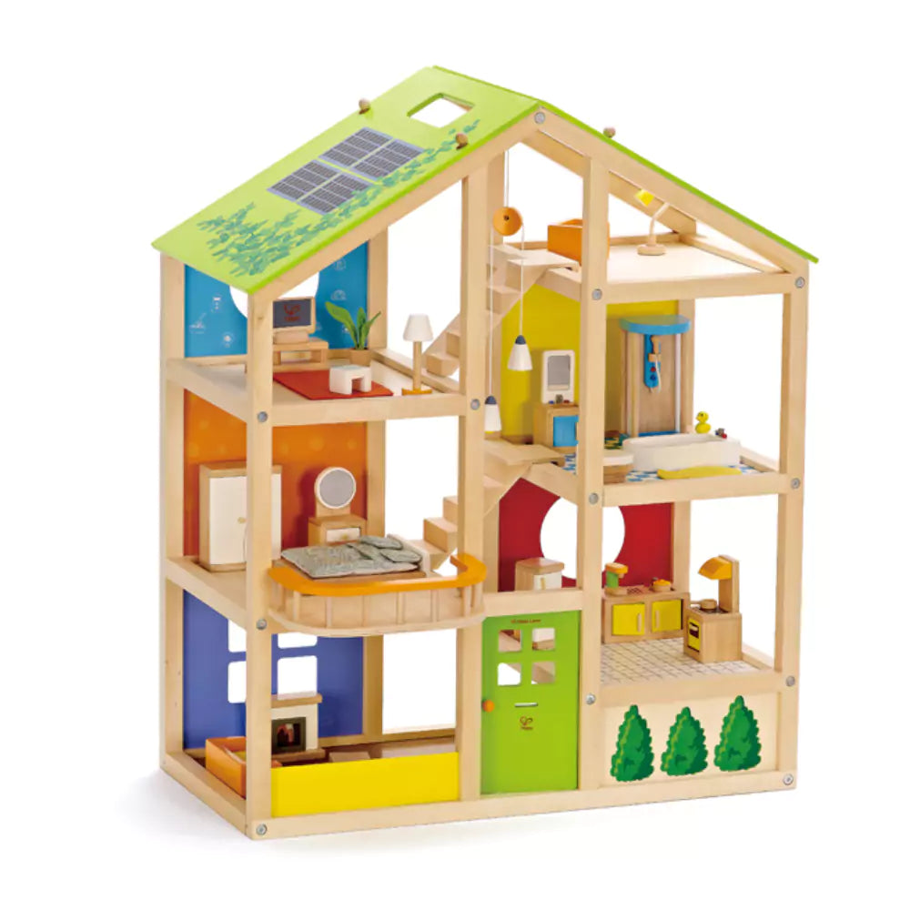 An image of Wooden Dollhouse: Fun & Educational Toy for Imaginative Kids