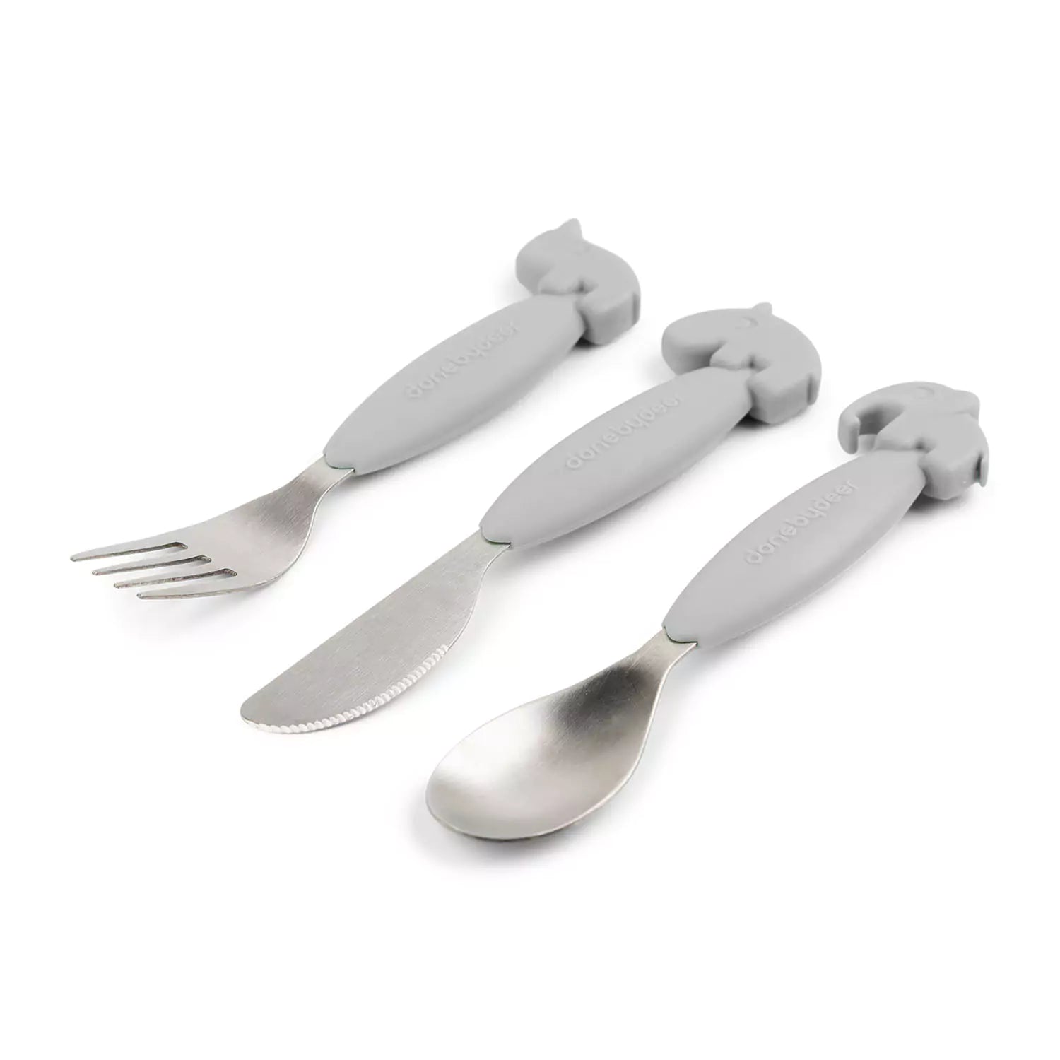 An image of Buy Easy Grip Childrens Cutlery Set - SmallSmart UK Grey