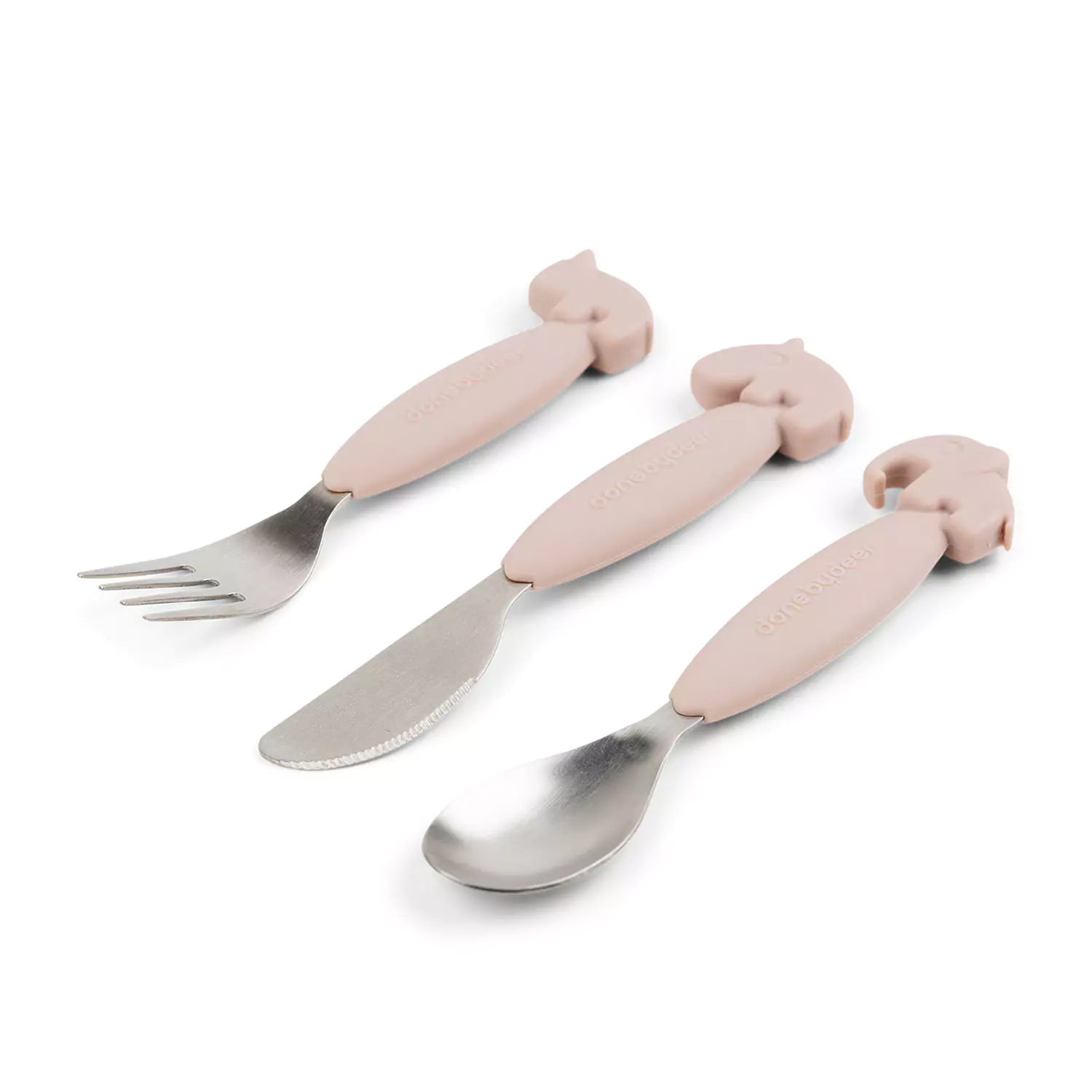 An image of Buy Easy Grip Childrens Cutlery Set - SmallSmart UK Powder Pink