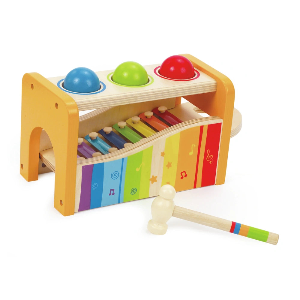 An image of Hape Pound & Tap Bench - Musical Fun for Toddlers - Buy Now