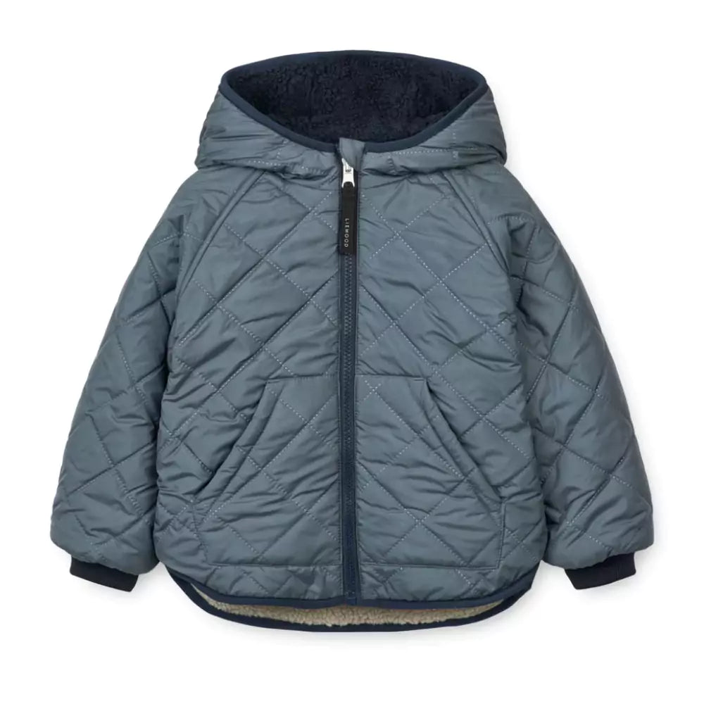 An image of Warm Winter Jacket Kids - Reversible Thermal Jacket | Liewood Whale Blue Mix / 1...