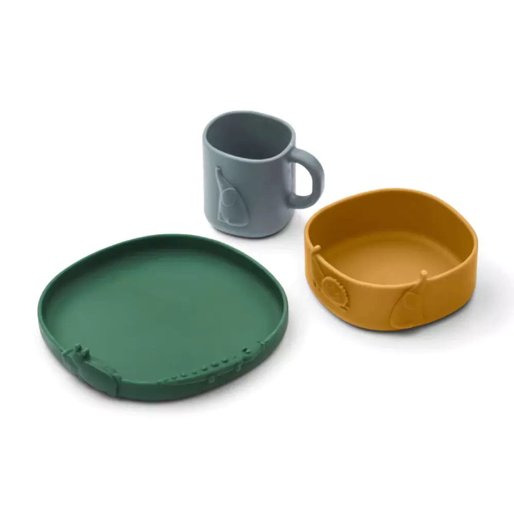 An image of Kids Tableware Set - Plates & Bowls - Kine | Liewood Golden Caramel Mix