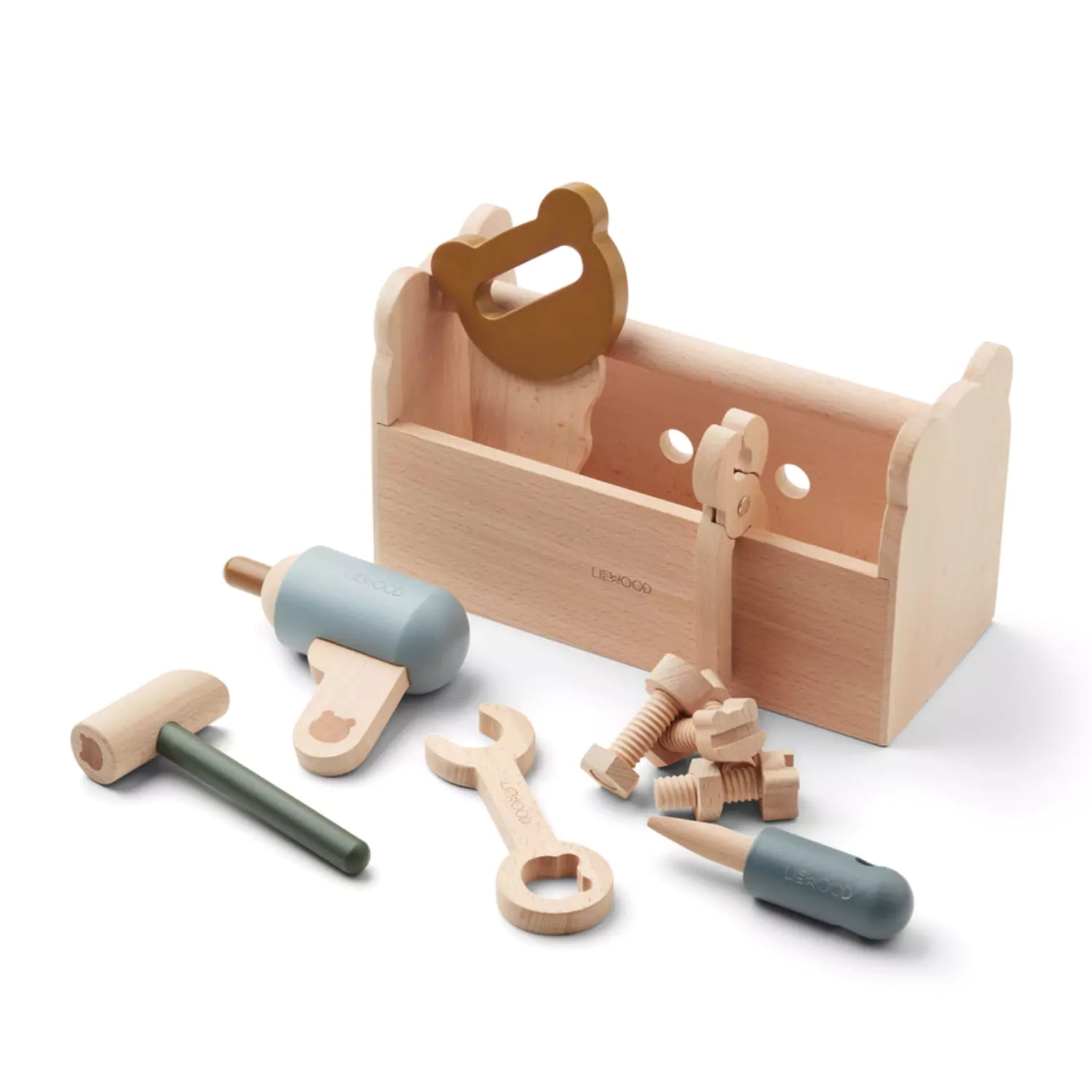 An image of Wooden Tool Set - Wooden Toys - Liugi 9-Piece Set | Liewood