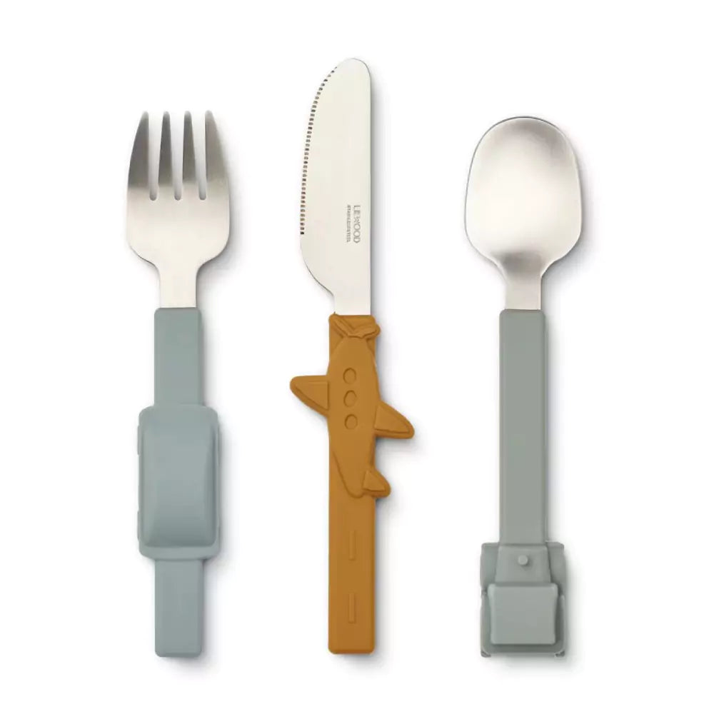 An image of Toddler Stainless Steel Cutlery Set - Knife & Fork Set | Liewood