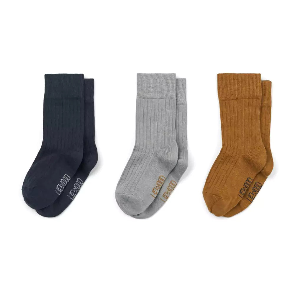 An image of Cotton Socks for Kids - Socks & Tights - Lorenzo | Liewood Sea Blue Mix / 25/28C...