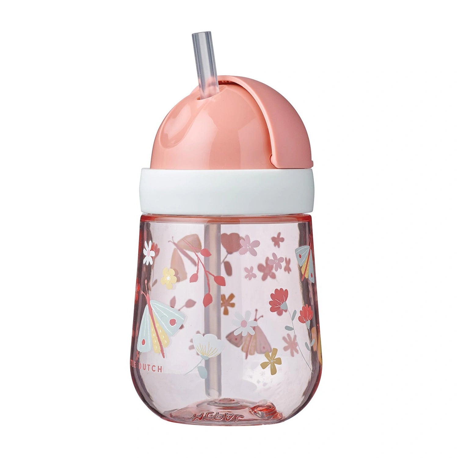 An image of Mepal Mio Straw Cup - Flowers & Butterflies (Pink)