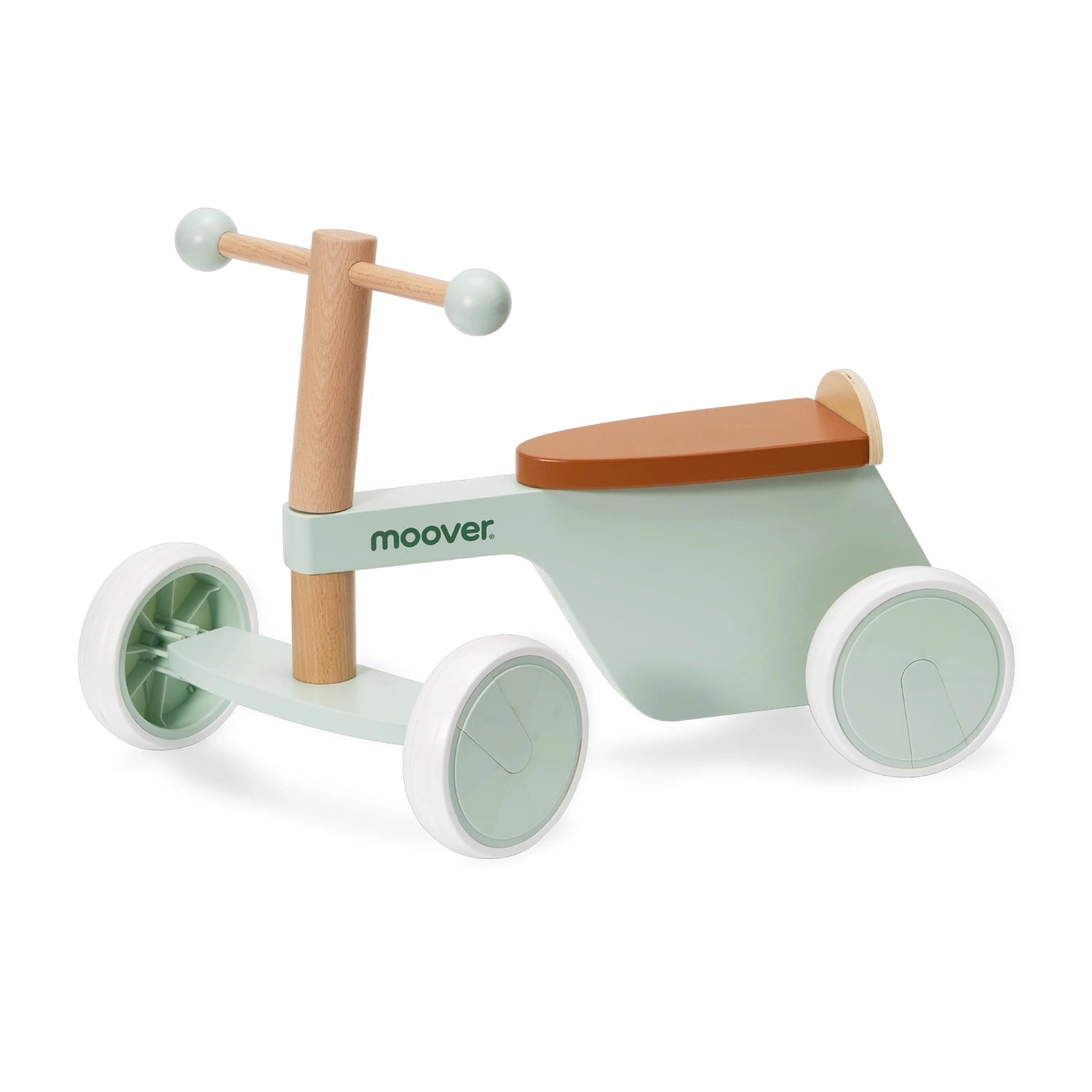 An image of Moover Wooden Balance Bike For Toddlers - Light Green