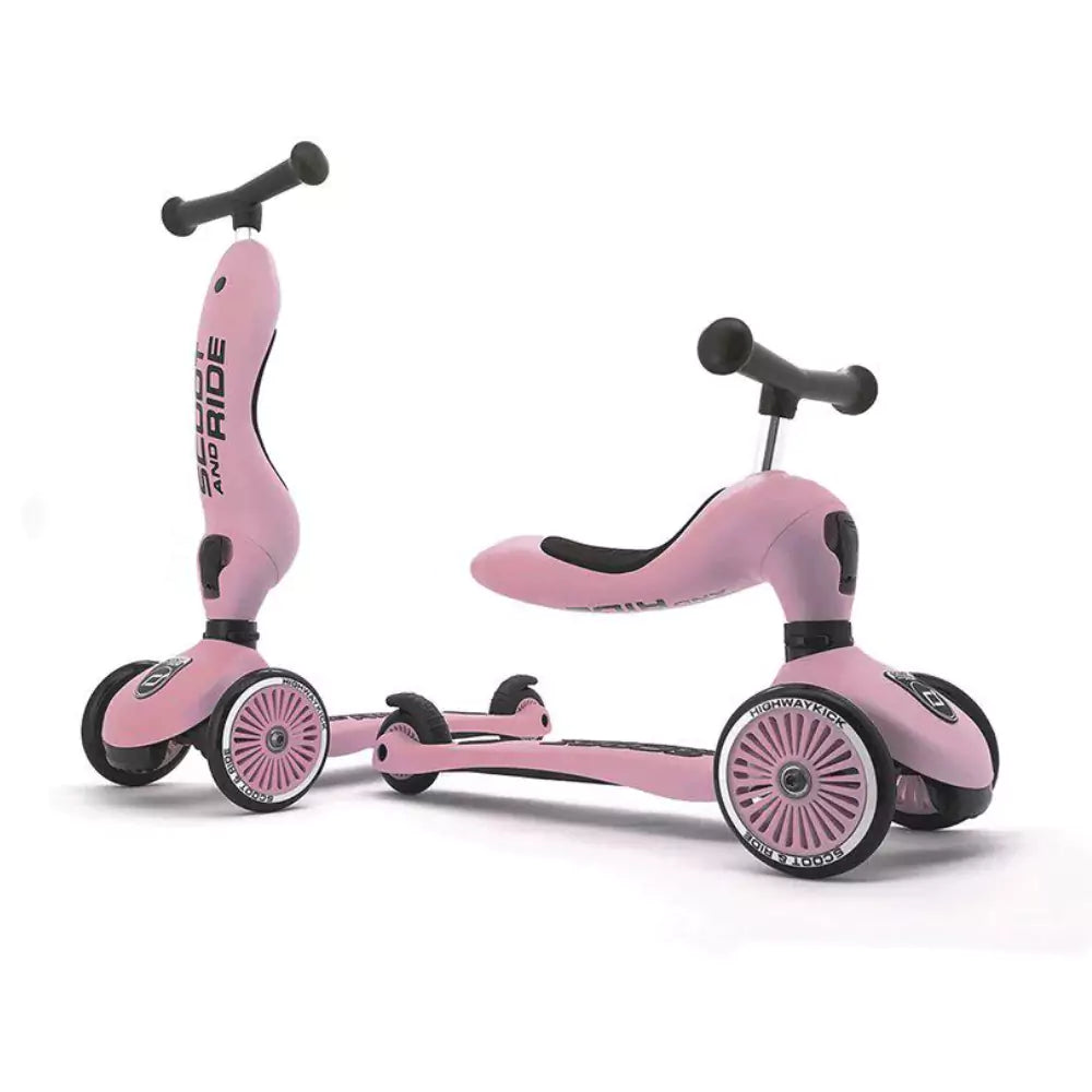 An image of Scoot & Ride Highwaykick - 2-in-1 Scooter & Kickboard for Kids Pink