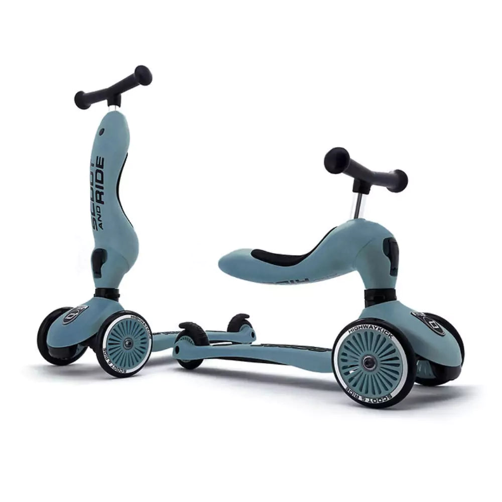 An image of Scoot & Ride Highwaykick - 2-in-1 Scooter & Kickboard for Kids Steel