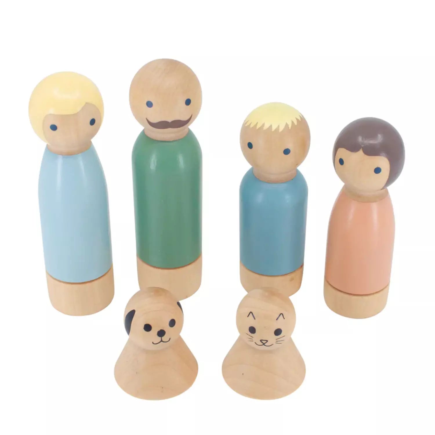 An image of Buy Sebra Wooden Dolls for Dolls House Family with Pets