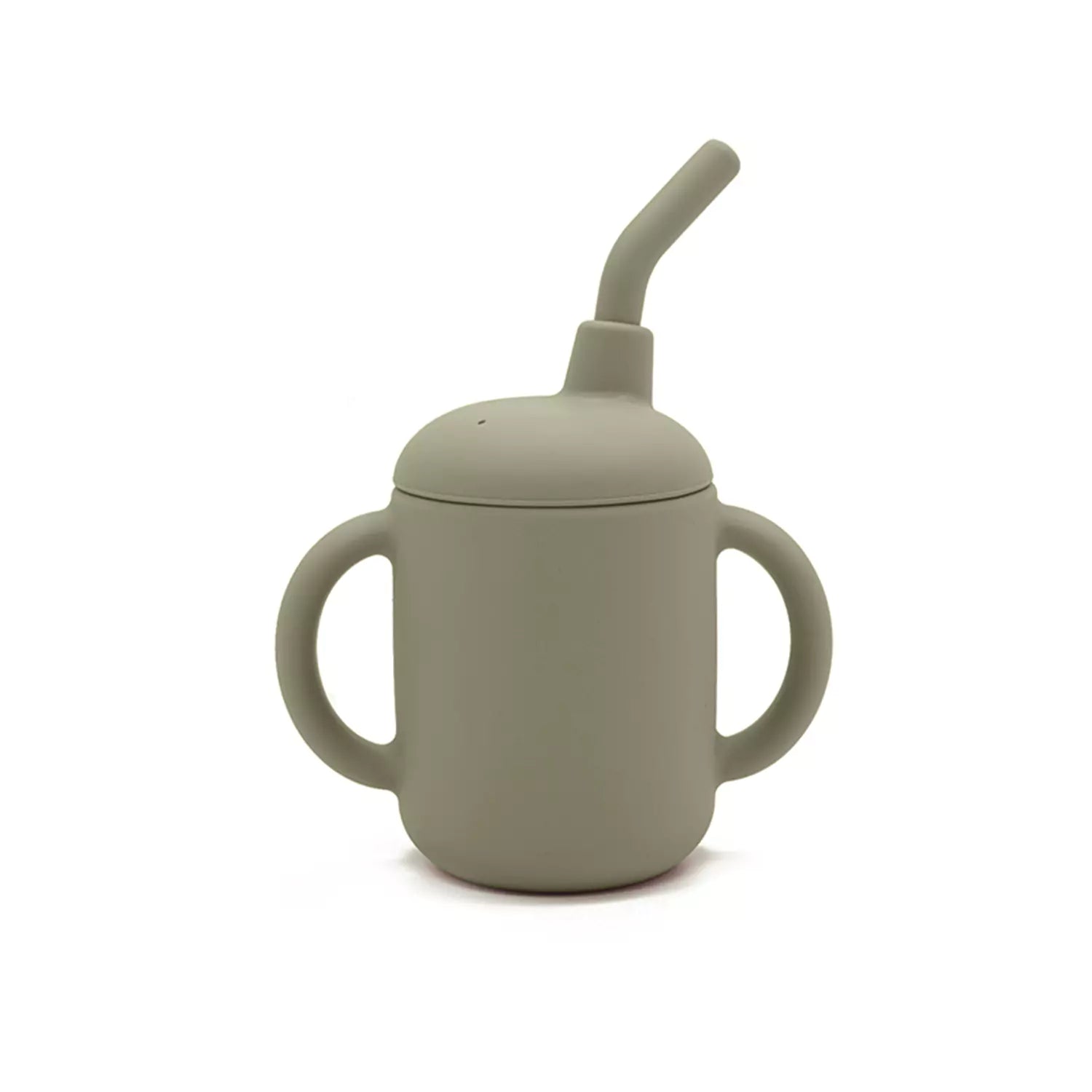 An image of Silicone Sippy Cup with Straw | Spill-Proof Toddler Cup Grey
