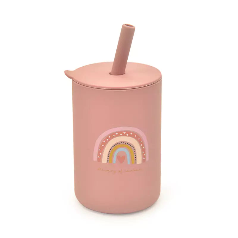 An image of Silicone Straw Cup - Pink | Spill-Proof, Non-Toxic Toddler Cup