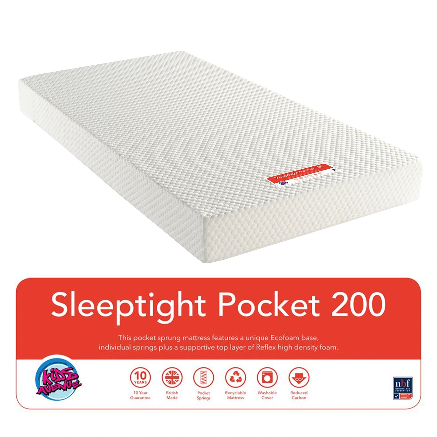 An image of Sleeptight Pocket Mattress (90x200cm)