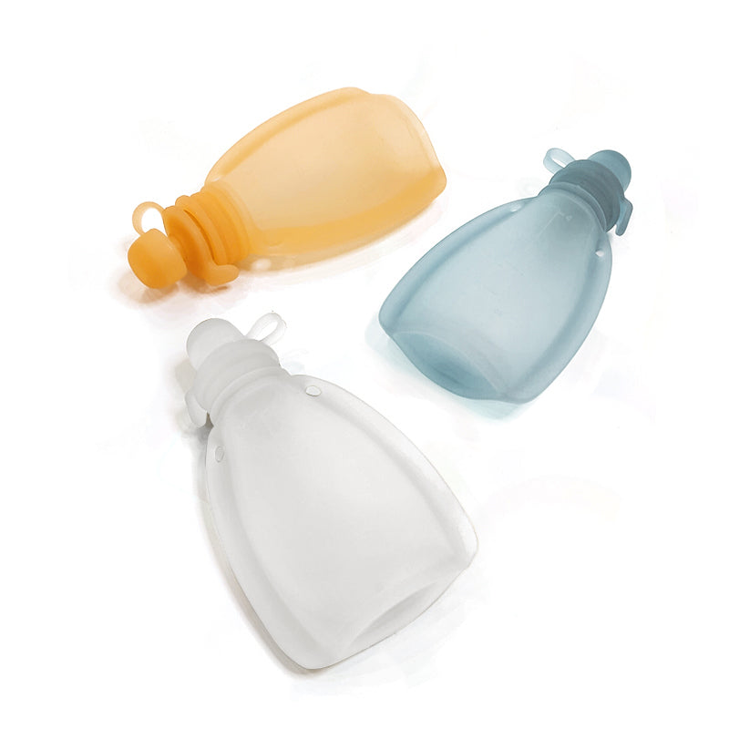 An image of 3 Pack Reusable Silicone Food Pouches -Safe, Convenient & Eco-Friendly