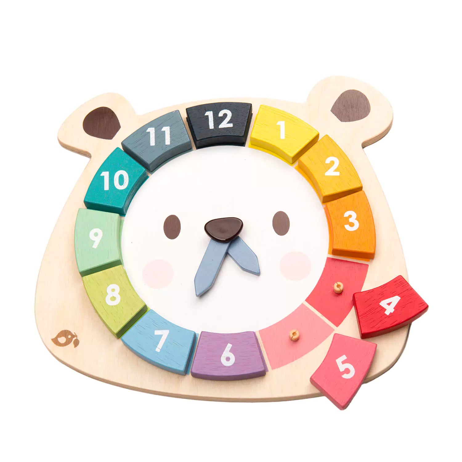 An image of Kids Education Toy - Clock Colour - Kids Wooden Clock | Tender Leaf