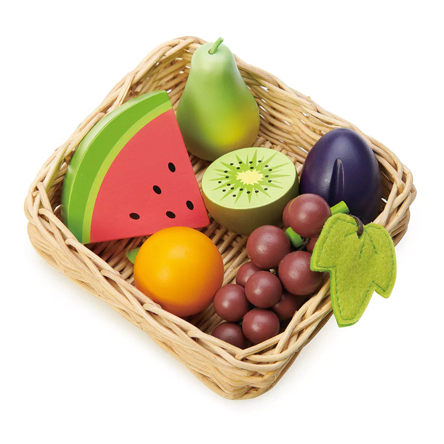 An image of Play Food - Kids Pretend Play - Pretend Toy Fruit Basket | Tender Leaf