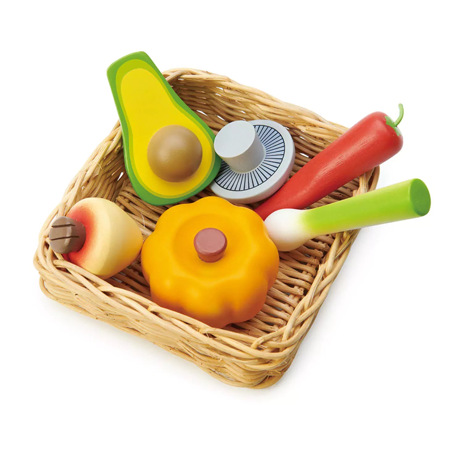 An image of Play Food - Kids Pretend Play - Pretend Play Vegetable Basket | Tender Leaf