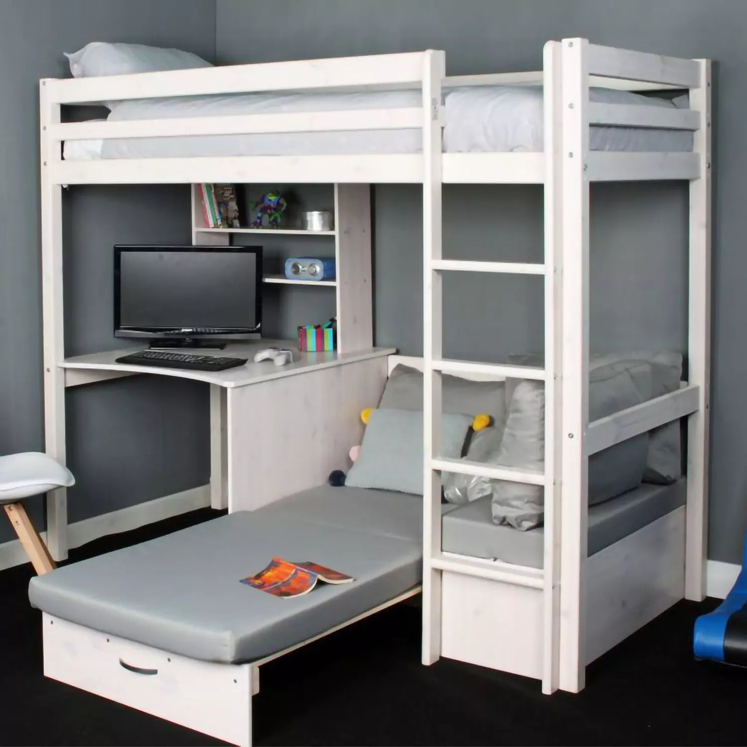 An image of Thuka Hit 9 High Sleeper Bed with Desk & Sofabed